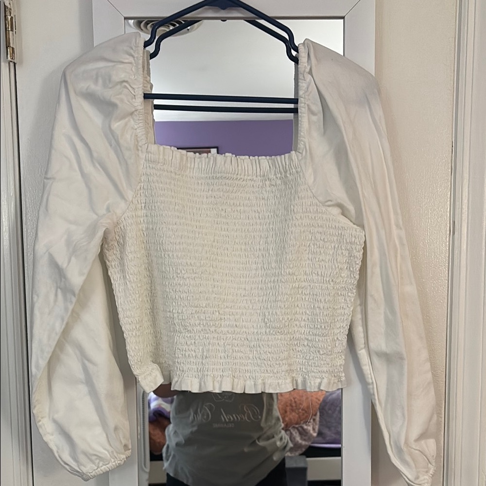 White Smocked Women's Top